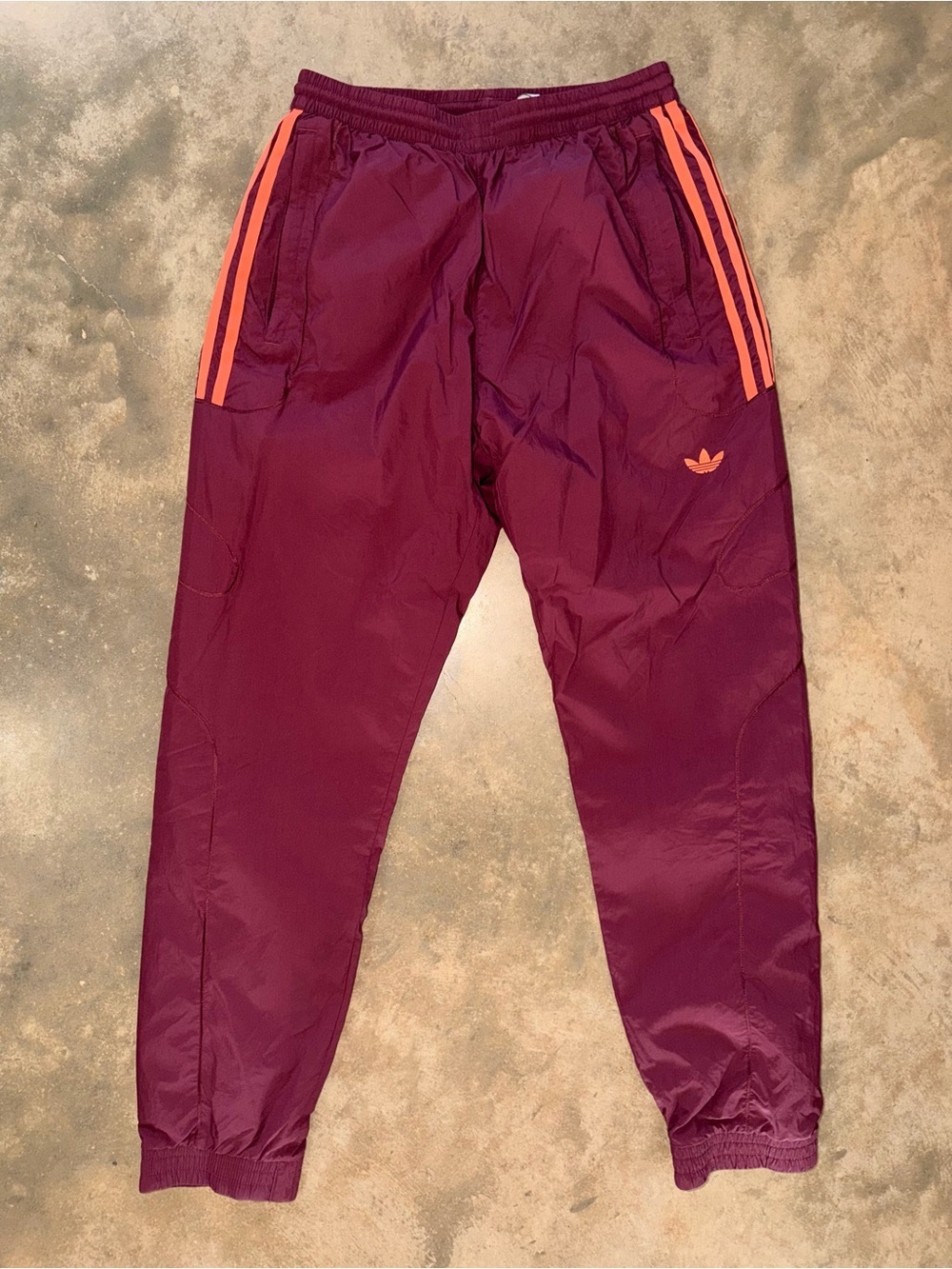 adidas Originals Burgundy Trefoil Track Jogger Pants Medium